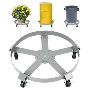 Drum Dolly Barrel Cart - Heavy Duty 5-Wheel Design w/ Dual Brakes & 500kg Capacity, Industrial Roller Trolley for Warehouse, 2 Pack - 1 of 4