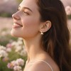 Sterling Silver Love Bow Hoop Earrings for Women Teens CZ Bow Hoop Earrings Huggie - 2 of 4