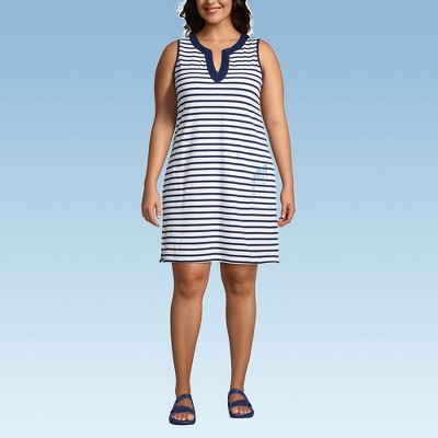 Lands' End Women's Cotton Jersey Sleeveless Swim Cover-up Dress