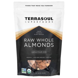 Terrasoul Superfoods Raw Whole Almonds, Unpasteurized, 16 oz (454 g) - 1 of 2