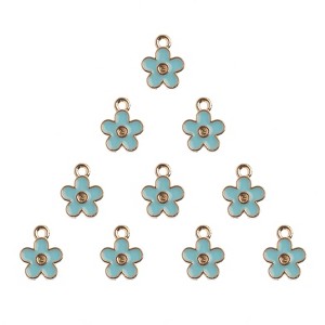 John Bead Sweet & Petite Small Simple Cute Charms Craft Embellishments Flower 10x12mm Blue 10 Pieces - 1 of 4