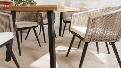 Rustic Acacia Wood 6-Person Dining Table with Metal Legs