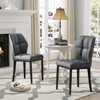 Bekrvio Mid Century Modern Dining Chairs, Upholstered Leather Armless Chairs with Checkered Pattern Back, for Kitchen & Dining Room - 3 of 4