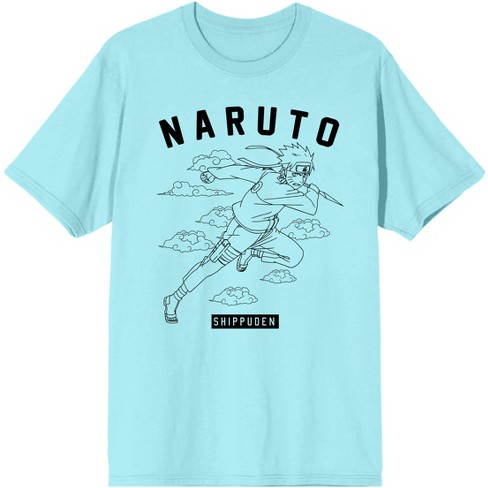 Naruto Shippuden Anime Cartoon Varsity Clouds  Blue Tee - image 1 of 2