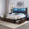 AMERLIFE Bed Frame with Bookcase Headboard, 4 Drawers, Charging Station, No Box Spring - 4 of 4