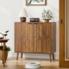 HDZNVF Sideboard Buffet Cabinet with Storage, Farmhouse Buffet Cabinet With Paper Clip Design, Walnut - 4 of 4