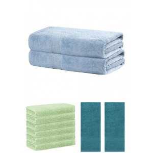REGALWOVEN Absorbent Solid Bath Hand Face Cloths Cotton Towels 3 Piece Sets - 1 of 4