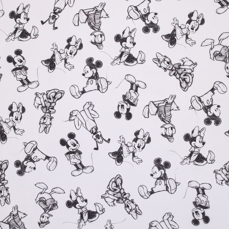 Disney Mickey Mouse - Charcoal, Black and White Mickey and Friends, Minnie Mouse, Donald Duck  and Pluto Nursery Fitted Mini Crib Sheet, 5 of 6