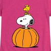 Girls' - Peanuts - Snoopy Woodstock Pumpkin Fitted Short Sleeve Graphic T-Shirt - 2 of 4