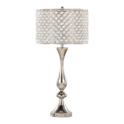 LumiSource Topaz 27" Contemporary Table Lamp Polished Nickel with Clear K9 Crystal and Metal Shade - image 1 of 4