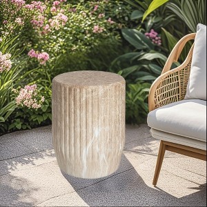 Christopher Knight Home Hava Outdoor Modern Multi-Functional Carved Lightweight Concrete Side Table - 1 of 4