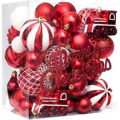 GAOMON Christmas Balls 65pcs, Christmas Tree Decoration Set, Christmas Ornaments Set for Xmas Tree Holiday Party Garland Decor