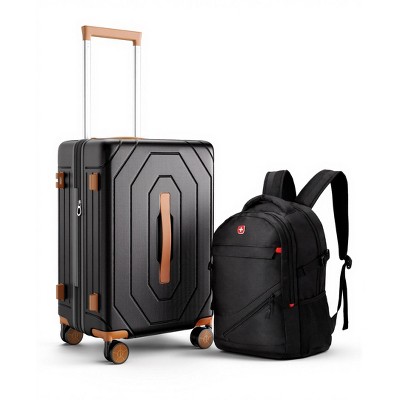 HONGGE Expandable 2-Piece Luggage Set with 100% PC Hardshell, TSA Lock & Spinner Wheels – Includes Carry-On Backpack
