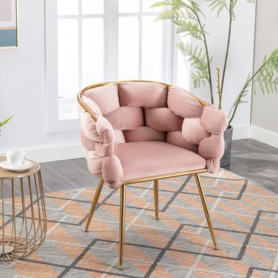 WhizMax 29.72" Tall Luxury Couch Accent Chair Modern Comfy Velvet Upholstered Barrel Chairs Metal Chair Foot Soft Lining