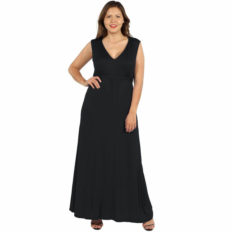 24seven Comfort Apparel Sleeveless Empire Waist Plus Size Maxi Dress, 1 of 5