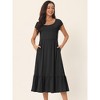 Seta T Women's Casual Round Neck Ruffle Hem Short Cap Sleeve Knit Tiered Midi Dress with Pockets - 3 of 4