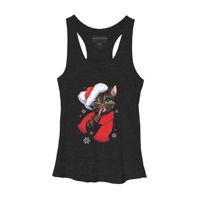 Women's Design By Humans Christmas cat By POLINART Racerback Tank Top
