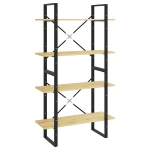 vidaXL Solid Pine Wood Bookshelf - Industrial Scandinavian Style Bookcase with 4-Tiers, Untreated Brown Natural Finish, 31.5"x11.8"x55.1" - 1 of 4