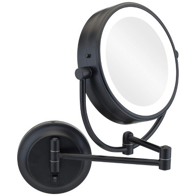 Matte Black 7x Magnifying LED Countertop Mirror