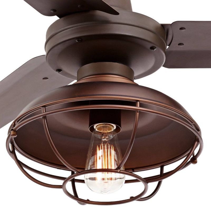 60" Casa Vieja Turbina DC Industrial Indoor Outdoor Ceiling Fan with LED Light Remote Control Oil Rubbed Bronze Cage Damp Rated for Patio Exterior, 3 of 10