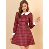 INSPIRE CHIC Women's Peter Pan Collar Fit and Flare Mini Plaid Tartan A Line Dresses - 4 of 4