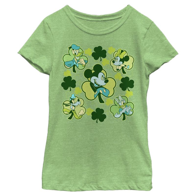 Girl's Mickey & Friends Happy Clover Friends T-Shirt, 1 of 5