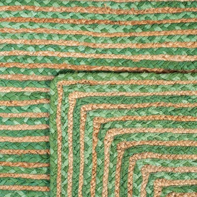 Handmade Green and Natural Rectangular Jute Area Rug 8' x 10'