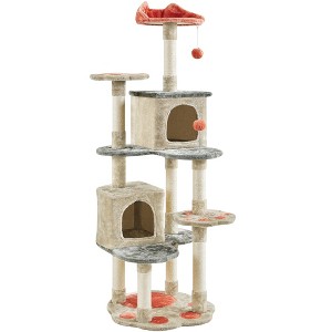 Yaheetech 65"Tall Cat Paw-Shaped Play Tower with Natural Sisal, Beige - 1 of 4