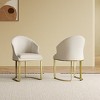 ORRD Set of 2 Modern Leather Chairs, Metal Legs & Backrest, White Seat with Gold Steel Feet, for Dining Room, Living Room, Office - 3 of 4