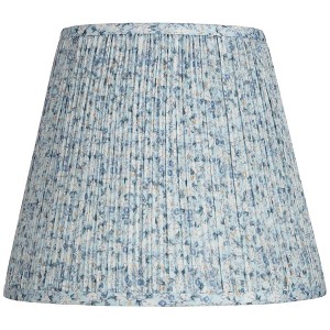 Springcrest Collection Hardback Pleated Empire Lamp Shade Blue White Floral Medium 8 Top x 13 Bottom x 11 Slant Spider with Harp and Finial Fitting