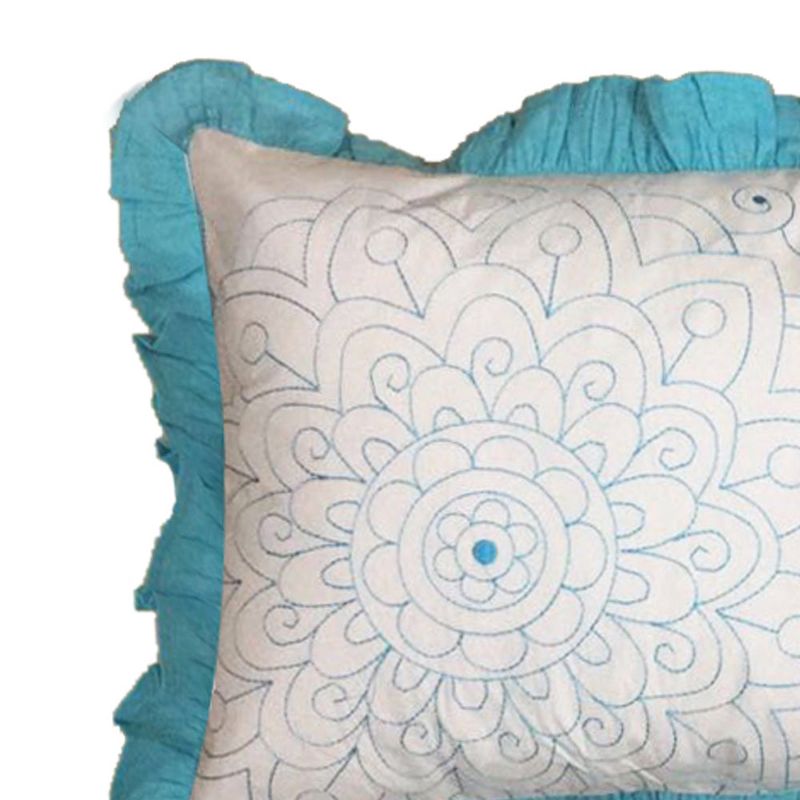 Bacati - Sophia Paisley Aqua/Coral Throw Pillow, 3 of 6