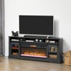 HOMCOM Fireplace TV Stand for TVs Up to 80 Inch, Entertainment Center with 36" Electric Fireplace, TV Console with Open Storage, Side Cabinets, Gray - 2 of 4