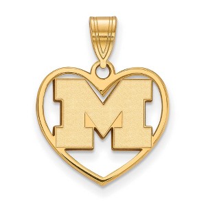 Black Bow Jewelry 14k Yellow Gold Plated Sterling Silver Michigan Wolverines NCAA Pendant - 1 of 3