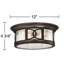 John Timberland Modern Flush Mount Outdoor Ceiling Light Fixture Mission Oil Rubbed Bronze Drum 12" Seedy Glass Damp Rated for Porch Patio - 4 of 4