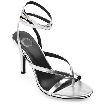 Journee Collection Womens Waverlee Open Toe High Stiletto Pumps Silver 10