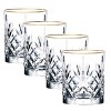 Lorren Home Trends Siena Collection Set of 4 Crystal Double Old Fashion beverage Glass with gold band design - image 2 of 4