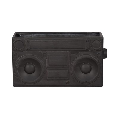 Ceramic Boombox Planter - Retro-Inspired Dolomite Decorative Pot for Home & Garden - 7" Gray