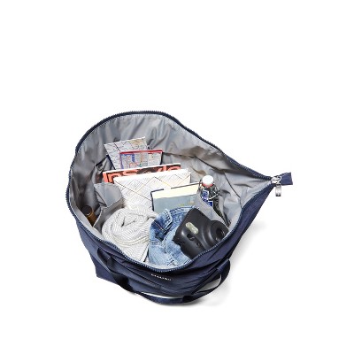 Large French Navy Nylon Crossbody Tote Bag with Multifunctional Pockets