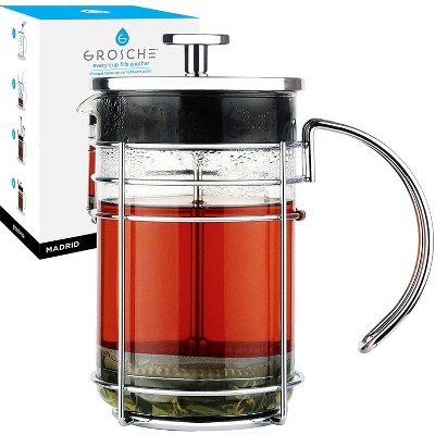 Pinky Up Martha Double Walled Stainless Steel Press Pot Tea And Coffee Maker,  Loose Leaf Tea Accessories French Press Brewer, 34 Oz, Set Of 1, White :  Target