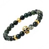 Steeltime Men's diluted green agate beaded bracelet with 18k gold plated stainless steel skull accents - 2 of 4