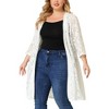Agnes Orinda Women's Plus Size Lace Open Front 3/4 Sleeve Long Cardigans - 2 of 4