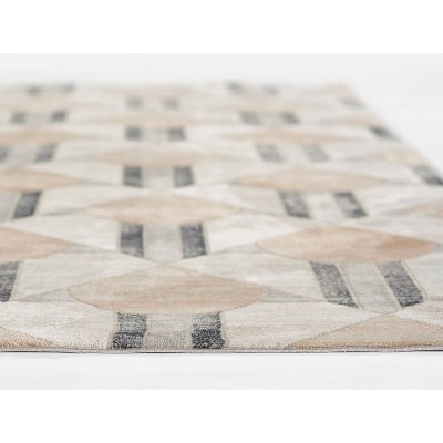 Charcoal and Beige Geometric Synthetic Area Rug, 7'9" x 9'10"