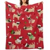 DSANE Christmas Pugs Red Christmas Throw Blanket Soft Fleece Christmas Blanket Cozy Flannel Throw for Couch Bed - 2 of 4
