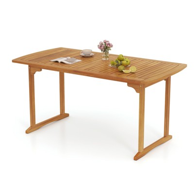 Tangkula Outdoor Wooden Dining Table for 4-6 71" Acacia Wood Table