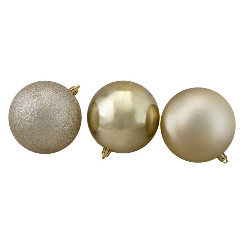 Northlight 12ct Shatterproof 3-Finish Christmas Ball Ornament Set 4" - Brown/Silver, 4 of 5