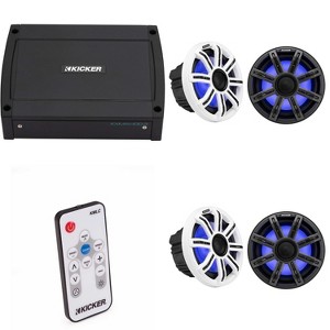 Kicker Premium Marine (2 Pair ) 8" Speaker and Amplifier bundle Includes LED Remote ( 51MSC84 & 48KXMA4002 ) - 1 of 4