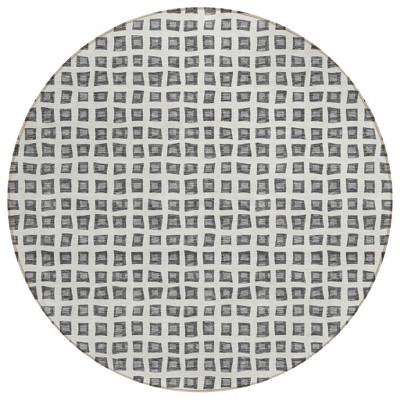 Gray Charcoal And Silver Geometric Washable Indoor Outdoor Area Rug