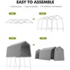 Garvee 10'x15' Outdoor Portable Storage Shed, Waterproof & UV-Resistant Garage Shelter with 2 Roll-Up Zipper Doors, Anti-Snow Carport Tent Gray - 3 of 4