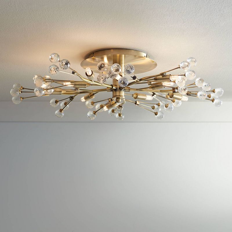 Possini Euro Design Ceiling Light Semi Flush Mount Fixture LED Brass 27 1/2" Wide 10-Light Crystal Berry for Living Room, 2 of 9