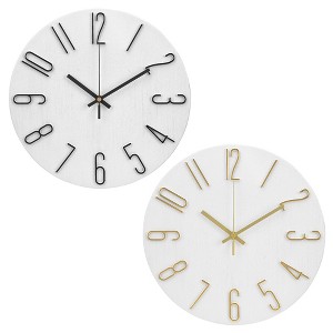 REGALWOVEN 2 Pcs Plastic Classic Battery Powered Silent Non-Ticking Wall Clock 12 x 12 Inches - 1 of 4